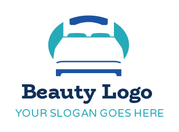 hotel logo online negative space bed in oval