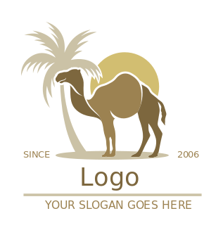 animal logo maker camel with palm tree sun