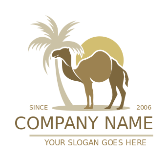 animal logo maker camel with palm tree sun
