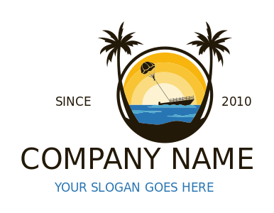 palm trees and parasailing in ocean logo sample