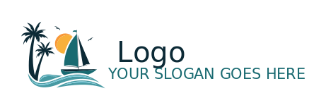 tour operator logo palm trees waves and sailboat