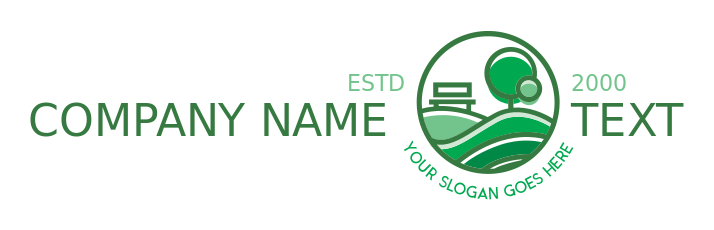 landscape logo park in circle with tree bench