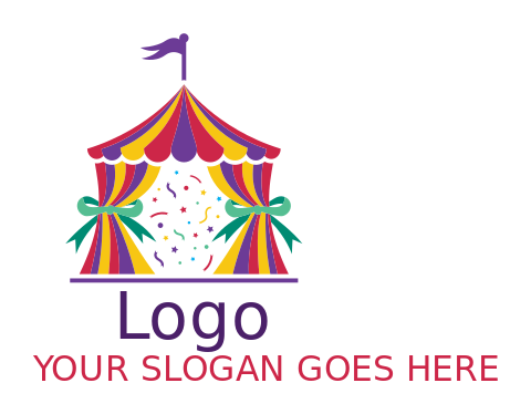 entertainment logo confetti in circus tent
