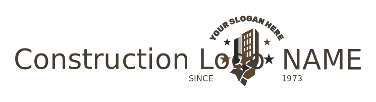 construction logo paving bricks below buildings