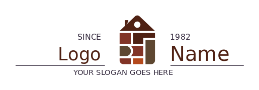 construction logo paving bricks forming house