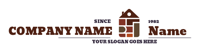 construction logo paving bricks forming house
