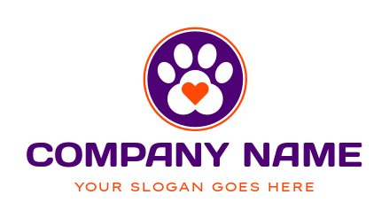 pet logo illustration paw made of heart inside circle