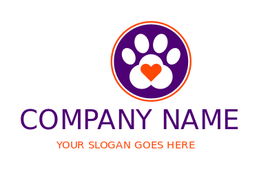 pet logo illustration paw made of heart inside circle