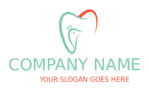 orthodontist logo peacock in shape of tooth