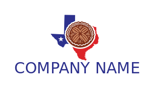 pecan pie on Texas map with state colors 
