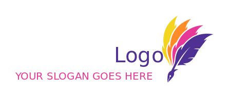 printing logo pen merged with colorful feathers