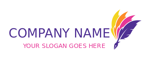 printing logo pen merged with colorful feathers