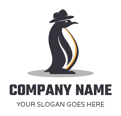 pet logo online penguin wearing detective hat