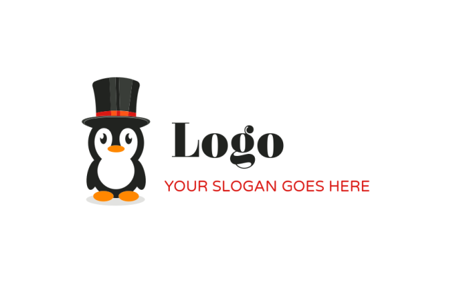 create a pet logo penguin wearing magician hat