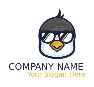 pet logo maker penguin with glasses mascot