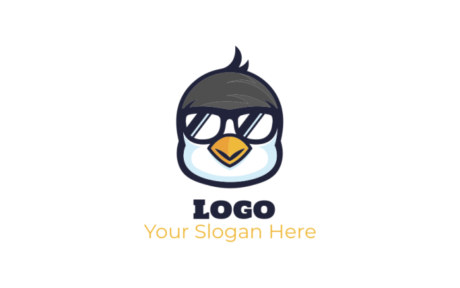 pet logo maker penguin with glasses mascot