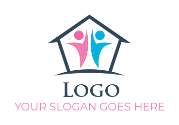 real estate logo pentagon house abstract kids