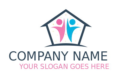 real estate logo pentagon house abstract kids