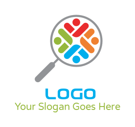 employment logo persons inside magnifying glass