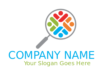 employment logo persons inside magnifying glass