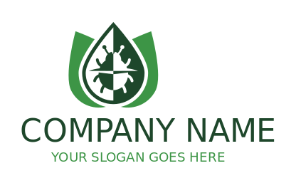 Pest control logo maker bug in abstract leaves