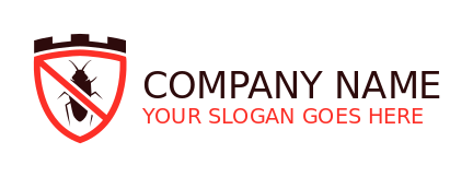 Pest control logo cockroach in shield fort shape