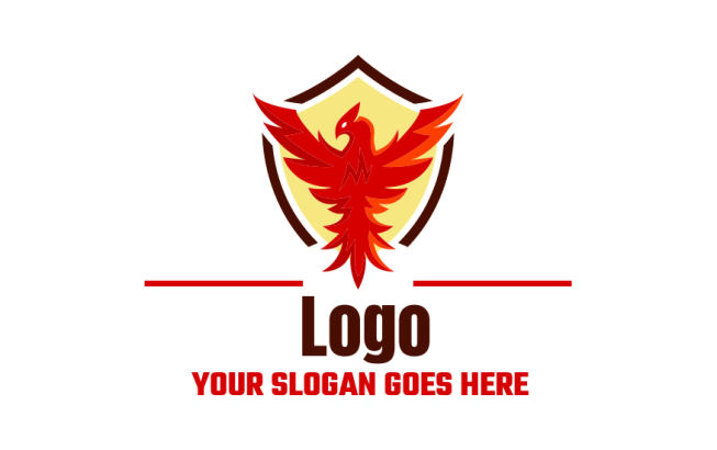 phoenix in yellow shield logo template
