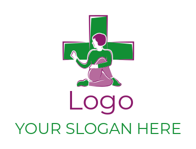 physical therapy logo online cross and woman