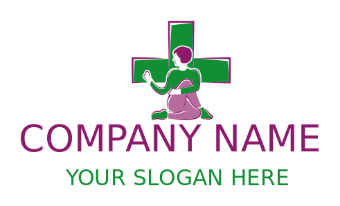 physical therapy logo online cross and woman