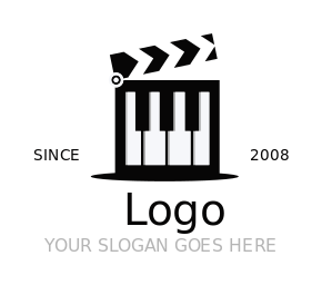 entertainment logo piano with film clapper