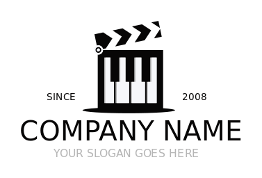 entertainment logo piano with film clapper