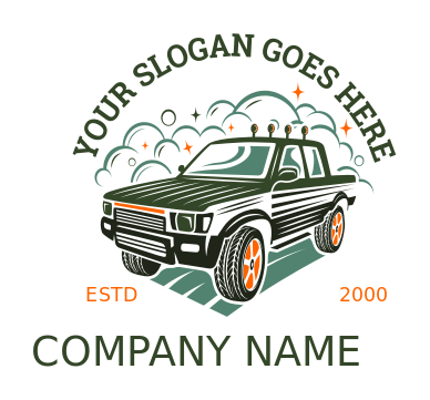 cleaning logo pickup jeep with bubbles