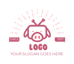 animal logo template pig face with rays