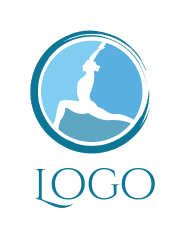 fitness logo pilates position woman in circle