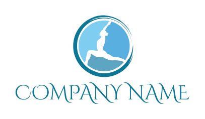 fitness pilates position woman silhouette in circle logo icon