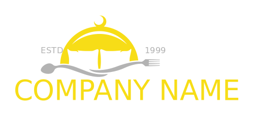 unique logo of pillows with fork and spoon in cloche for b and b