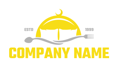 unique logo of pillows with fork and spoon in cloche for b and b