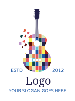 music logo pixels coming out of acoustic guitar