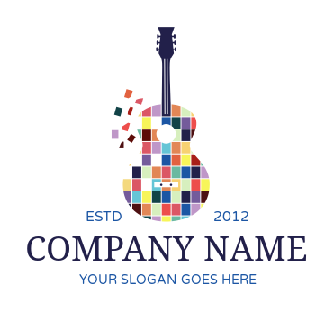 music logo pixels coming out of acoustic guitar