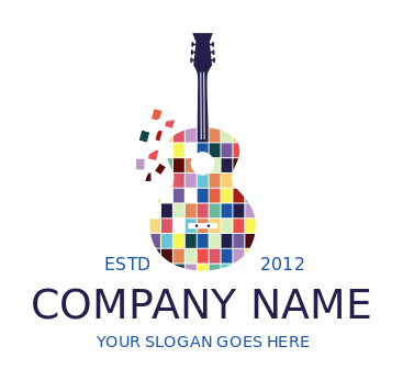 music logo pixels coming out of acoustic guitar