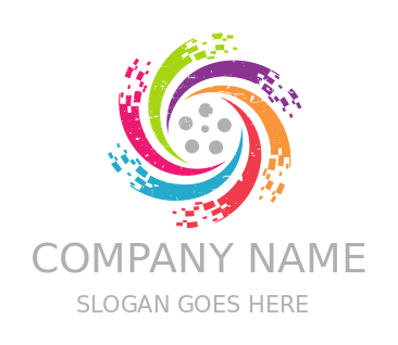 advertising logo pixels on cable with film reel