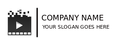 media logo maker pixels over theater film strip