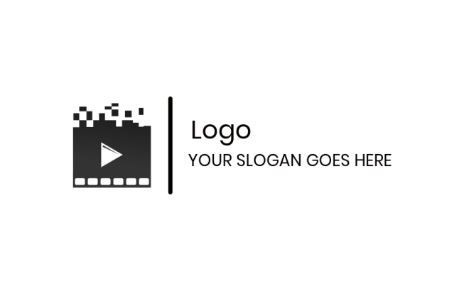 pixels over theater film strip logo design