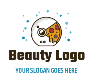 food logo icon pizza inside astronaut helmet