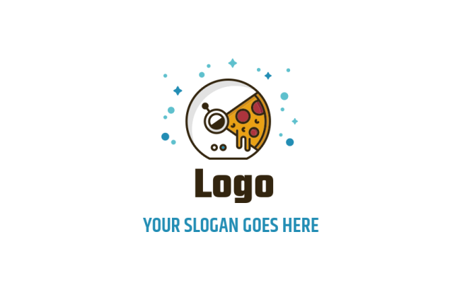 food logo icon pizza inside astronaut helmet