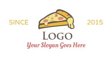 restaurant logo pizza slice with oozing cheese