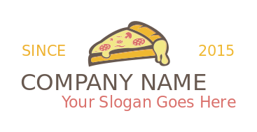 restaurant logo pizza slice with oozing cheese