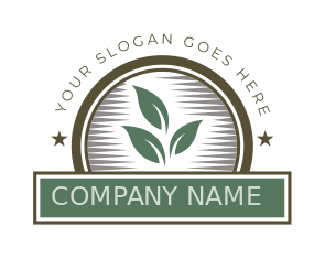 agriculture logo leaves in circle with lines