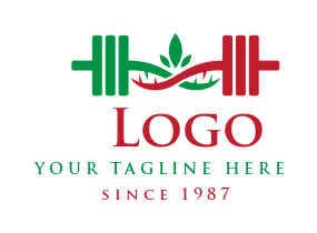 fitness logo icon plant merged dumbbell