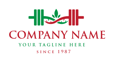 fitness logo icon plant merged dumbbell